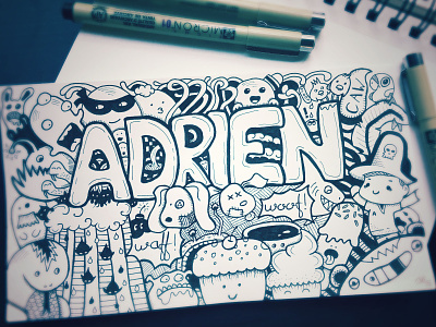 Adrien Doodle analog doodle ink sketch