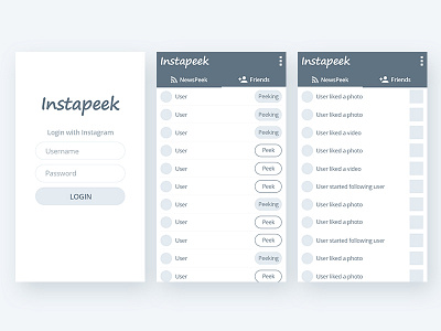 App. Sketch Study To Instapeek app application interface ui design