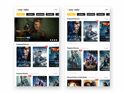 Movie Trailer design interface ui ui design