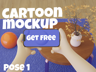 Cartoon mockup with iPhone