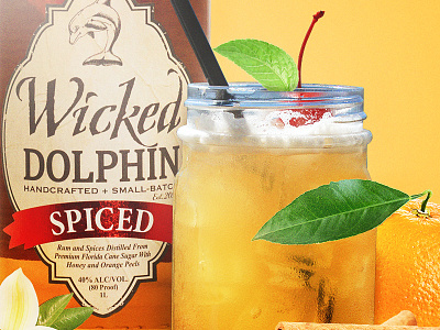 Wicked Dolphin Spiced Rum advertising design light room marketing photography photoshop pinterest rebrand retouch rum social media graphics