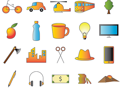 Icons with Outline and Gradients design graphic design icons illustration vector