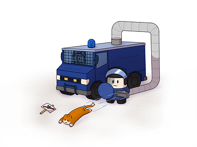 Meow police car cat cats drawing illustration ipad police procreate protest protesting riot squad riots truck van