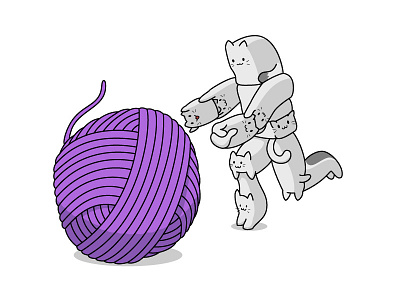 Robokittens cats illustration kittens robot transformer yarn