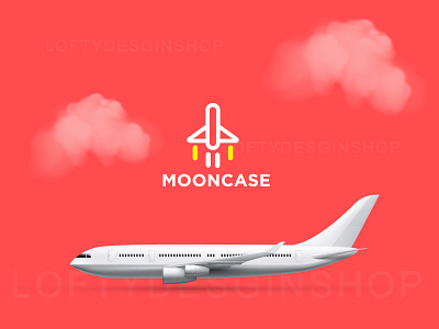 Mooncase business concept logo creative logo design graphic design illustration line art logo line logo logo minimal logo modern plane travel logo