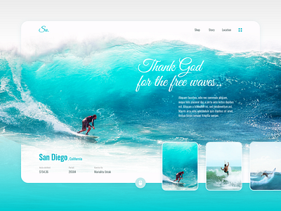 Thank God for the free waves blue clean design interface ocean oceans surfer surfers surfing ui ux web website