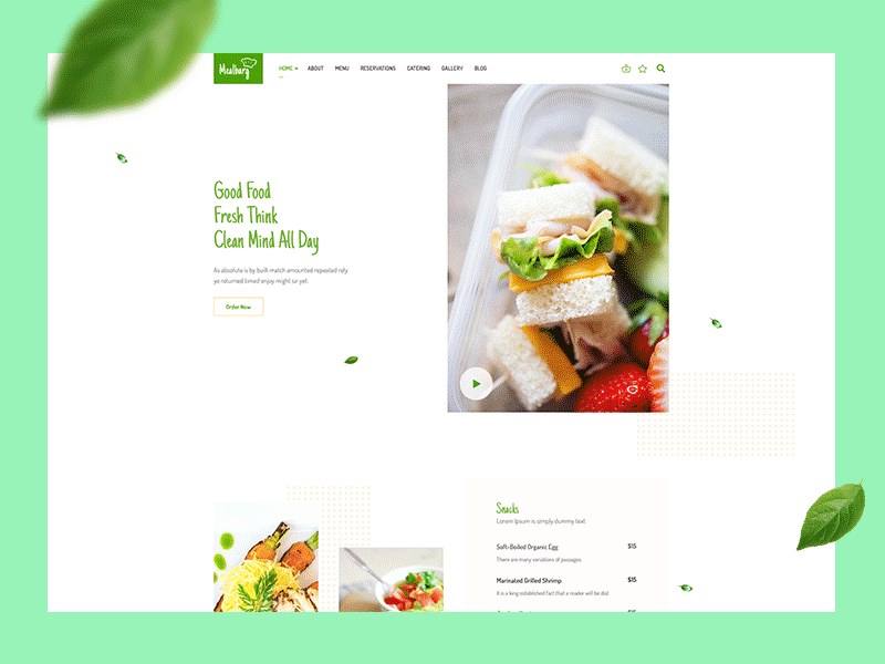 Home page version - Food Menu bakery blog clean clear design hotel interface minimal responsive restaurant sea food simple simple clean interface style trendy typography ui ux web website