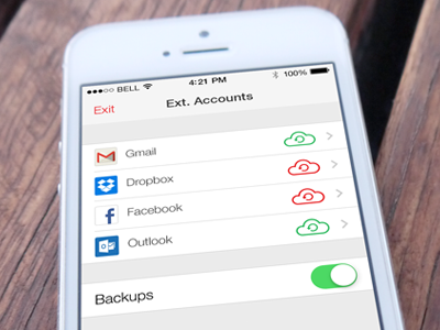 Settings authentication clean ios ios7 iphone mobile ui ux white