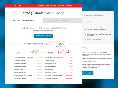 Pricing page