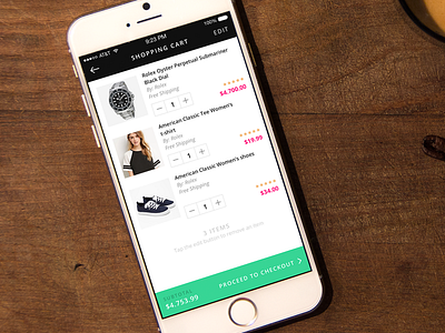 Shopping Cart clean ecommerce flat fresh ios mobile mobile design shopping cart ui ui sources ux