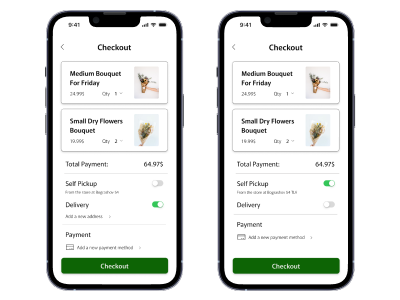 Flower app - checkout page