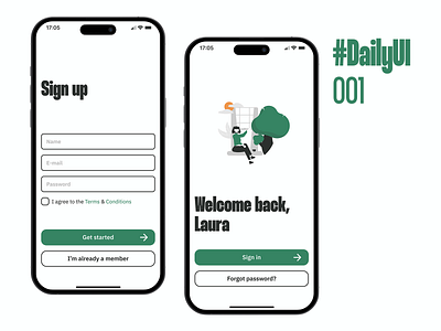 #DailyUI Challenge 001 - Sign up/Sign in screens