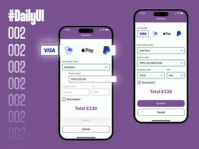 #DailyUI Challenge 002 - Credit card checkout