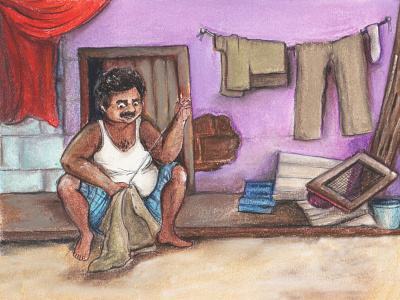 Zakhir Chacha—Laundry day illustration