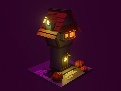 Halloween House | Blender low poly animation 3d animation blender blog eevee halloween house lowpoly night render tips