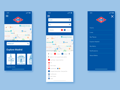 Metro Madrid UI Mobile App app app design madrid metro metro madrid subway ui ui design underground ux ux design