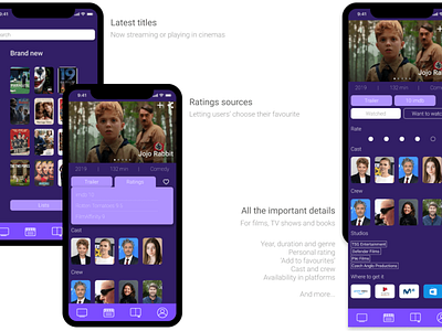 Shelves, media content app - UX / UI Design app app design content figma films media movies purple ui ui design ux ux design