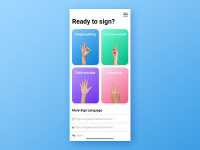 Sign Language App UI android app app design asl human interface ios sign language ui ui design ux ux design