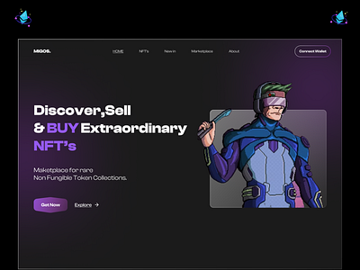 NFT Marketplace Website - Landing Page blockchain cryptoart design eth nft nft art nft design nft ui nft ui design nfts non fungible token opensea token ui ui design ui ux ux web web design webui