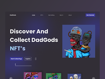 NFT Website Landing Page Design - DadGods blockchain blockchain metaverse crypto cryptocurrency etherium landing page marketplace metaverse minimal design nft nft etherium nft landing page ui ui ux unique website design ux web design website website design website landing page design