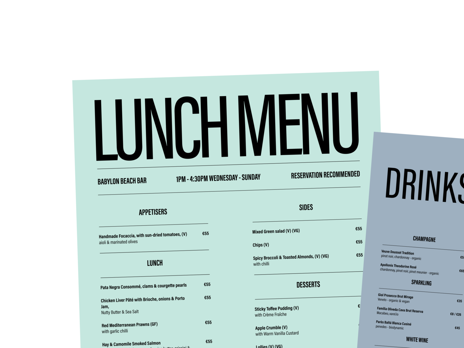 Babylon Beach Bar - Menu by Marco Vincit on Dribbble