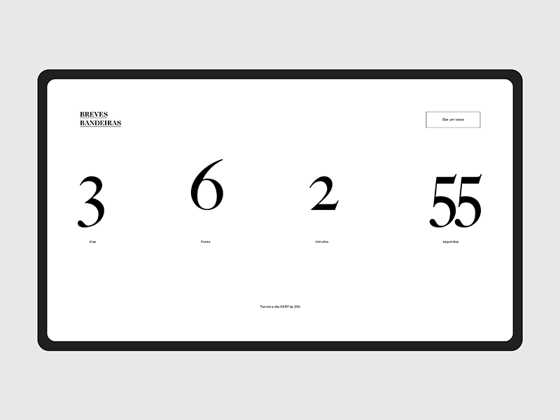 Breves Bandeiras - Auction Site black brazilian caslon countdown design font interface minimal serif type web