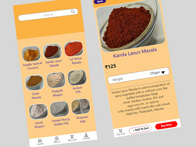 Indian Spices Online Buying App graphic design prototype ui ux