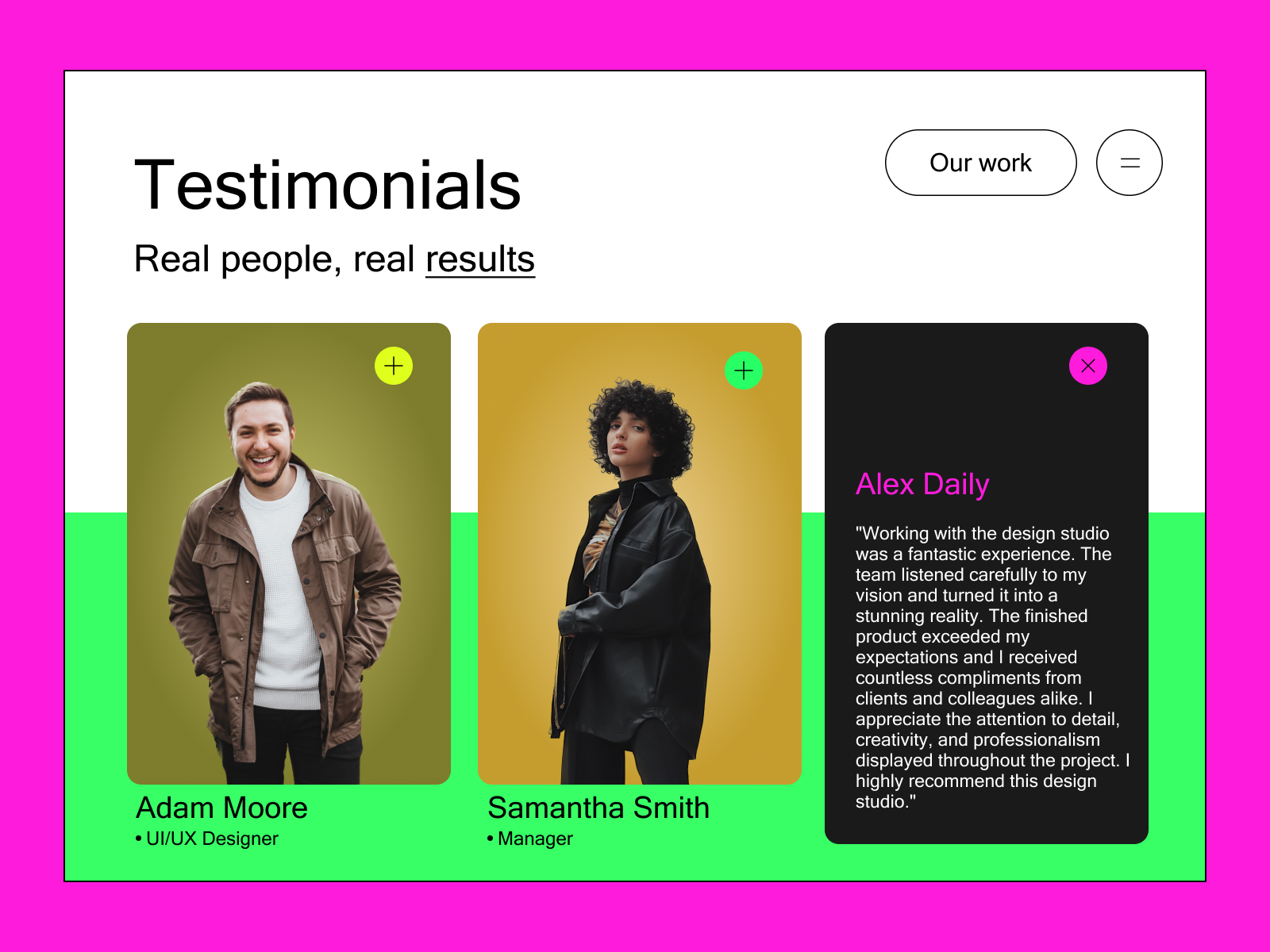 Testimonials Daily Ui 039 By Esenia Mochalova On Dribbble