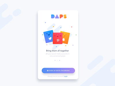 DAPS Animated Onboarding Screens 2d 2d animation 2d character after effects animated illustration animation app design character animation character design illustration logo logo animation onboarding