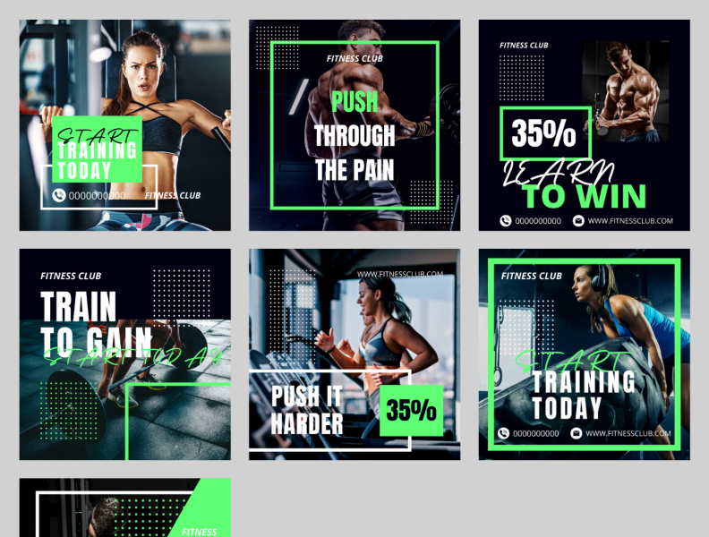 Gym template for instagram posts by Hashem Al-Kabariti on Dribbble