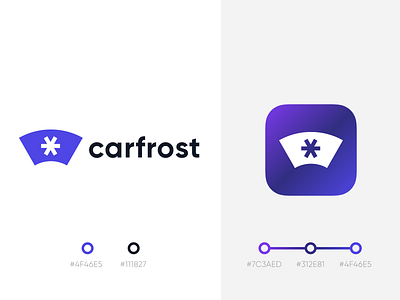 CarFrost logo and app icon design app branding car carfrost design frost icon logo typography weather