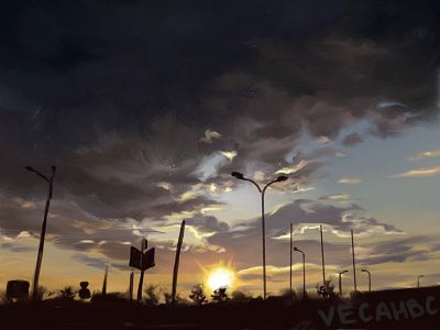 Sunset 7 art digitalart illustration арт графическая иллюстрация закат небо