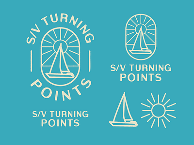 S/V Turning Points custom letters illustraion logo sailboat sun type