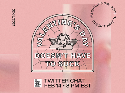 Valentine's Day Doesn't Have to Suck branding cupid graphicdesign illustration pink stained glass