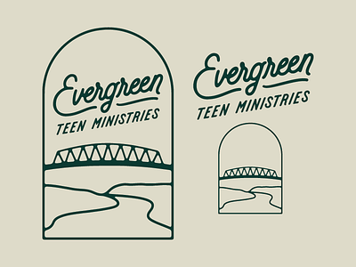 Evergreen Teen Ministries branding bridge design handlettering illustration lettering logo logomark logotype script text typography