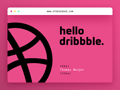 Hello Dribbble clean colors flat hello invite minimal thanks typography ui webdesign