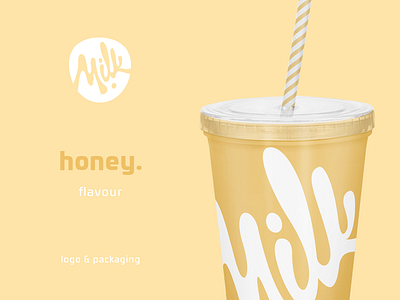 Milk Honey bar branding cup emblem glyph honey logo mark milk orange package packaging