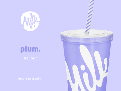 Milk Plum bar branding cup emblem glyph logo mark milk package packaging plum purple