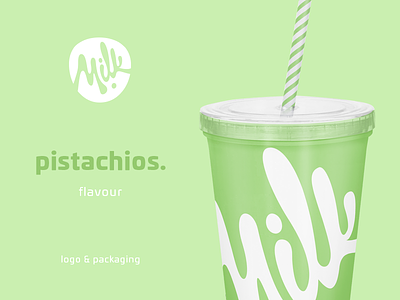 Milk Pistachios bar branding cup emblem glyph green logo mark milk package packaging pistachios