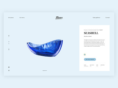 Moser Website Seashell art colors design glass luxury product typography ui ux vase website