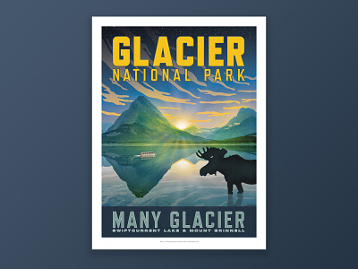 Glacier National Park - Many Glacier Poster design glacier illustration national park poster vintage