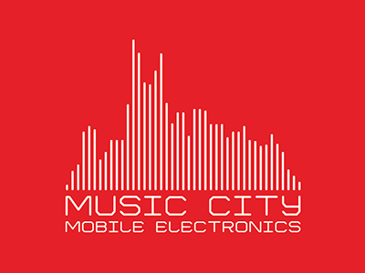 Music City Mobile Electronics Logo Design skyline digital tennessee nashville electronics music city