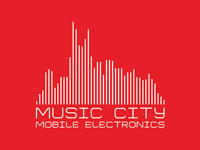 Music City Mobile Electronics Logo Design digital electronics music city nashville skyline tennessee