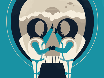 Space illustration skull space