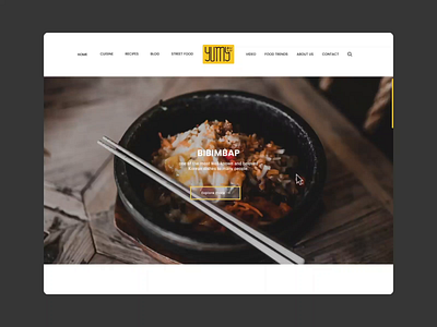 Yumy website animation design food food and drink layout layoutdesign uidesign webdesigner website website design