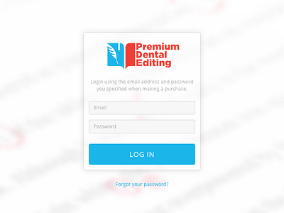 Premium Dental Editing Login Screen