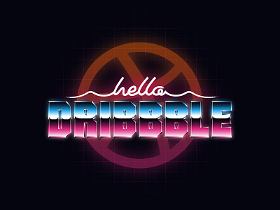Hello Dribbble 80s debut neon new artist retro