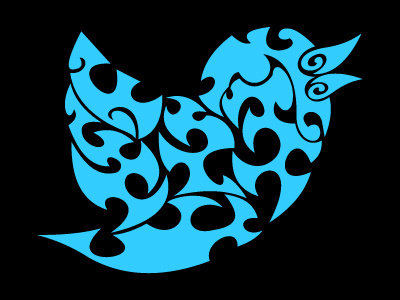 Twitter floral icon logo media redesign social tribal twitter