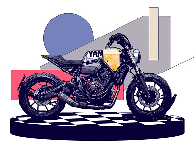 YAMAHA XSR700 'GRASSHOPPER' design digital digital artwork digital illustration graphic design illustration motor motorbike motorcycle yamaha