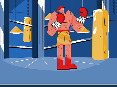 kick boxing illustration🥊 blue boxing character design graphic design illustration kick boxing men orange photoshop trend vector